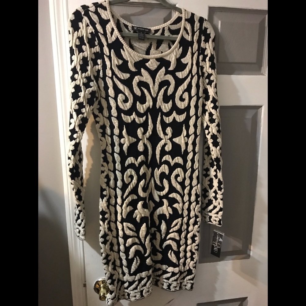 Inc. Black and Gold Sweater Dress